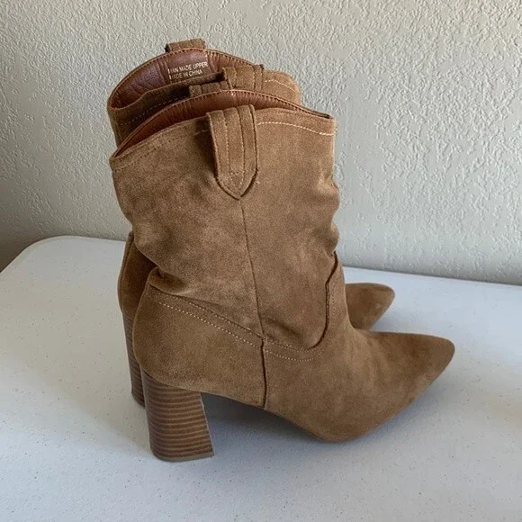 Mi.iM Mavis Western Faux Suede Pointed Toe Block Heel Boots Sz 9 - Picture 4 of 10